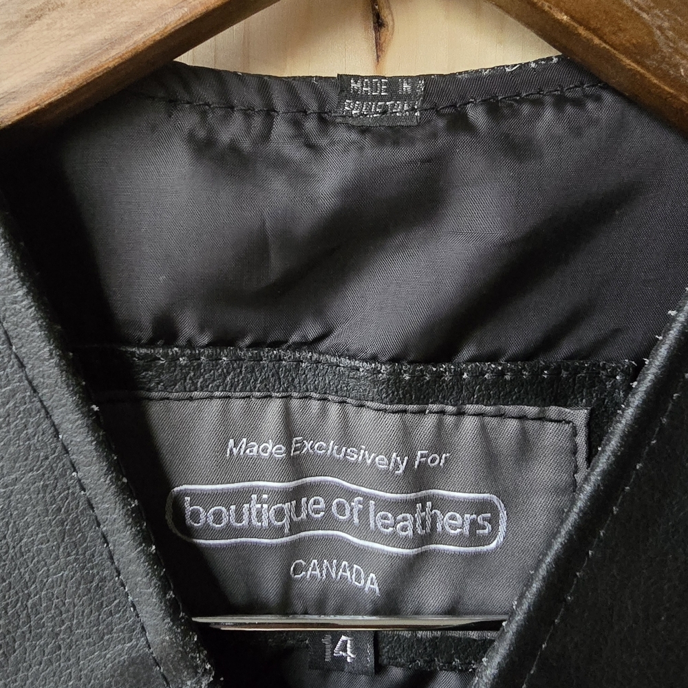 Boutique Of Leathers Black Leather V Neck Vest Boys Size 14 NWT - Picture 6 of 10